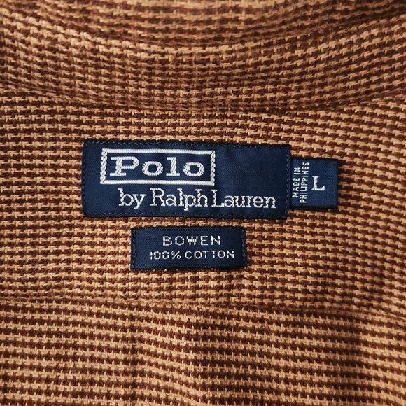 Polo Ralph Lauren Bowen Flannel Button Shirt Suede Elbow Patches Size Large VTG - Picture 6 of 9